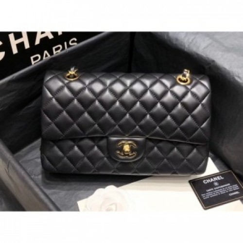Chanel original quality Medium Classic Flap Bag 1112 black in sheepskin with gold Hardware AQ03415 Chanel original quality Medium Classic Flap Bag 1112 black in sheepskin with gold Hardware AQ03415