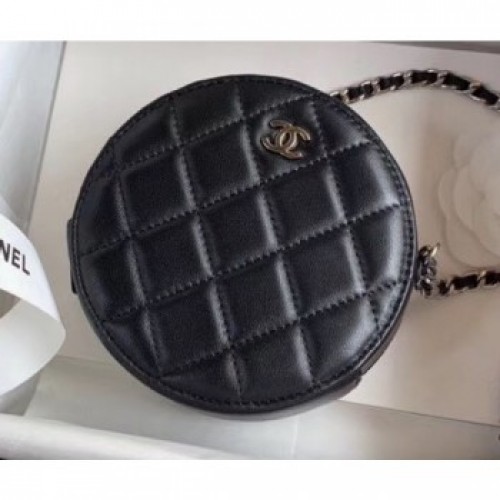Chanel Round Classic Clutch with Chain Bag AP0245 Lambskin Black 2020 AQ02597