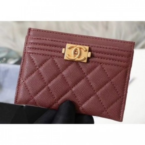 Chanel Caviar Leather Boy Card Holder A84431 Burgundy AQ00732 Chanel Caviar Leather Boy Card Holder A84431 Burgundy AQ00732