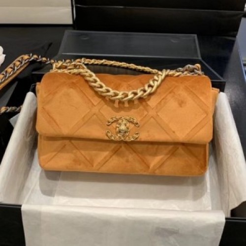 Chanel 19 Quilted Velvet Small Flap Bag AS1160 Yellow 2019 Collection AQ01154 Chanel 19 Quilted Velvet Small Flap Bag AS1160 Yellow 2019 Collection AQ01154