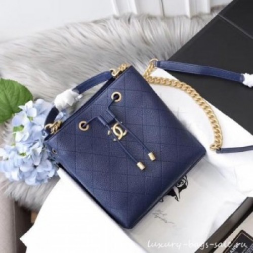 Chanel drawstring bag AS0310 blue AQ00838