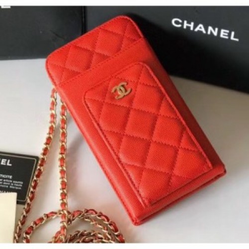 Chanel Grained Calfskin Classic Clutch With Chain AP0990 Red 2020 Collection AQ03986