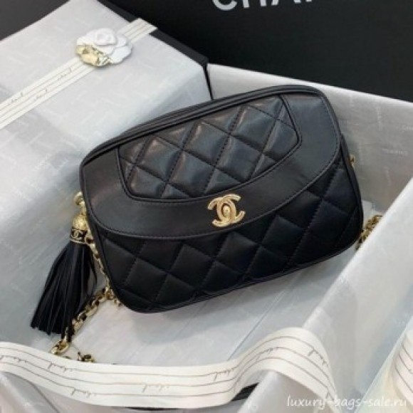 Chanel Lambskin Tassel Camera Case AS0001 Black 2019 Collection AQ03016 Chanel Lambskin Tassel Camera Case AS0001 Black 2019 Collection AQ03016