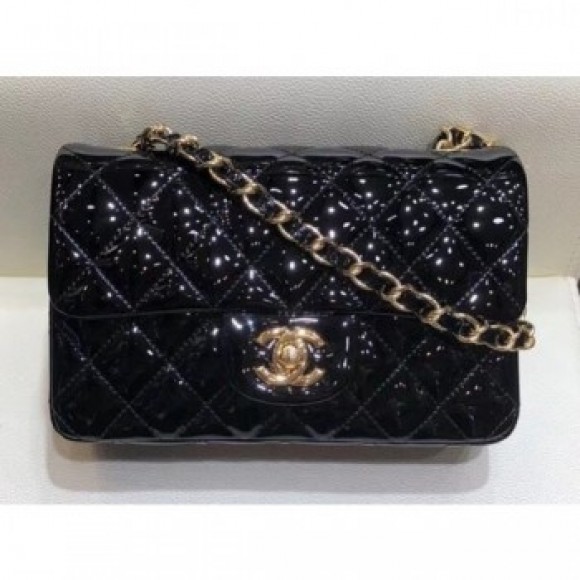 Chanel Classic Flap Small Bag A01116 Black in Patent Leather with Gold Hardware AQ03044 Chanel Classic Flap Small Bag A01116 Black in Patent Leather with Gold Hardware AQ03044