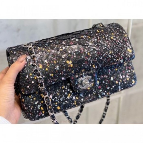 Chanel Python Classic Flap Medium Bag A1112 48 AQ03929 Chanel Python Classic Flap Medium Bag A1112 48 AQ03929