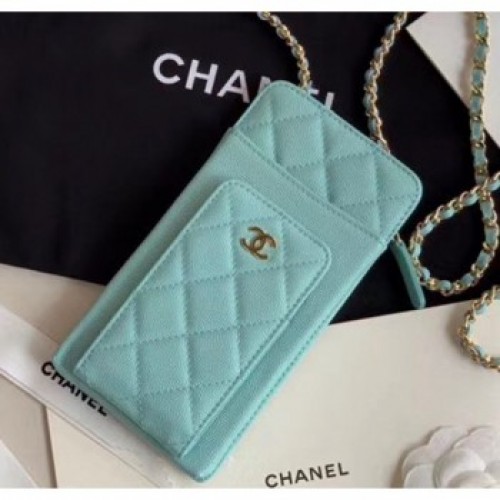 Chanel Grained Calfskin Classic Clutch With Chain AP0990 Light Blue 2020 Collection AQ01938
