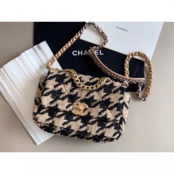 Chanel 19 Tweed Small Flap Bag AS1160 Black/Beige 2019 Collection AQ02361 Chanel 19 Tweed Small Flap Bag AS1160 Black/Beige 2019 Collection AQ02361