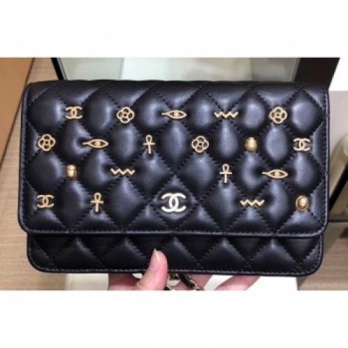 Chanel Charms Wallet On Chain WOC Bag Black 2019 AQ02124
