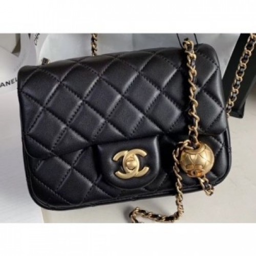 Chanel Pearl on Chain Classic Flap Bag AS1786 Black 2020 AQ01405