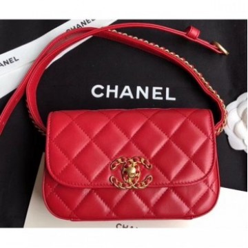 Chanel Chain Infinity Waist Bag AS0973 Red 2019 AQ01361 Chanel Chain Infinity Waist Bag AS0973 Red 2019 AQ01361