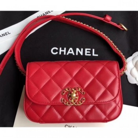 Chanel Chain Infinity Waist Bag AS0973 Red 2019 AQ01361 Chanel Chain Infinity Waist Bag AS0973 Red 2019 AQ01361