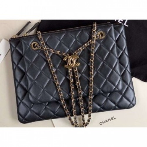Chanel Shiny Lambskin Double Clutch with Chain Bag AP1073 Black 2020 AQ03101 Chanel Shiny Lambskin Double Clutch with Chain Bag AP1073 Black 2020 AQ03101