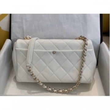 Chanel Quilted Lambskin Large Flap Bag with Resin Chain AS1354 White 2019 Collection AQ02057