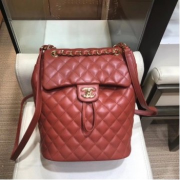 Chanel Quilting sheepskin Backpack Bag A91121 burgundy with gold hardware AQ02916