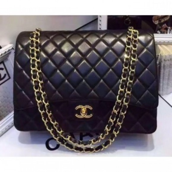Chanel Lambskin Classic Flap 33cm Bag Black With Gold Hardware 2018 AQ03036 Chanel Lambskin Classic Flap 33cm Bag Black With Gold Hardware 2018 AQ03036