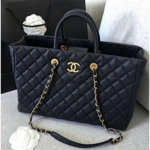 Chanel Caviar Calfskin Quilting Large Shopping Bag Black 2019 AQ03925 Chanel Caviar Calfskin Quilting Large Shopping Bag Black 2019 AQ03925