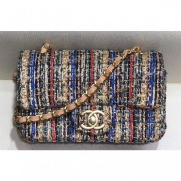 Chanel Tweed Mini Classic Flap Bag A69900 Blue/Red/Apricot 2019 AQ03433 Chanel Tweed Mini Classic Flap Bag A69900 Blue/Red/Apricot 2019 AQ03433