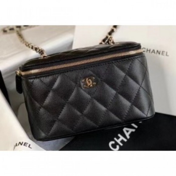 Chanel Grained Calfskin Small Vanity with Classic Chain Bag AP1341 Black 2020 AQ03816 Chanel Grained Calfskin Small Vanity with Classic Chain Bag AP1341 Black 2020 AQ03816