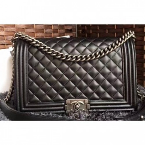 Chanel Lambskin Boy Flap Medium Bag Black/Silver AQ03713 Chanel Lambskin Boy Flap Medium Bag Black/Silver AQ03713