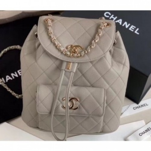 Chanel Caviar Leather Vintage Duma Backpack Bag AS1371 Light Gray 2020 AQ01989