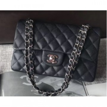 Chanel Caviar Leather Classic Flap Small Bag A01113 Black/Silver 2018 AQ01195