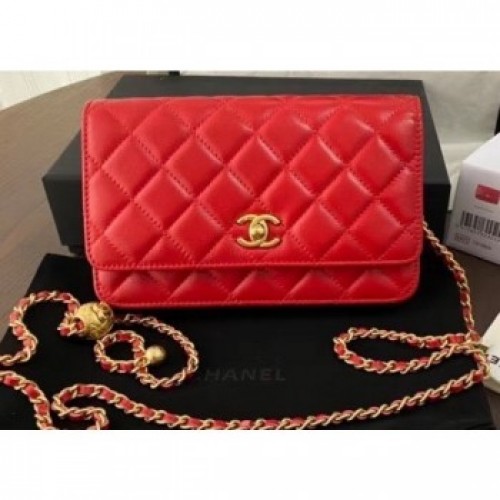 Chanel Pearl Wallet on Chain WOC Bag AP1450 Red 2020 AQ01544 Chanel Pearl Wallet on Chain WOC Bag AP1450 Red 2020 AQ01544