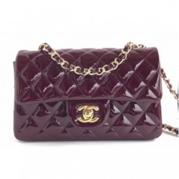 Chanel Patent Leather Small Classic Flap Bag A1116 Burgundy/Gold AQ02954 Chanel Patent Leather Small Classic Flap Bag A1116 Burgundy/Gold AQ02954