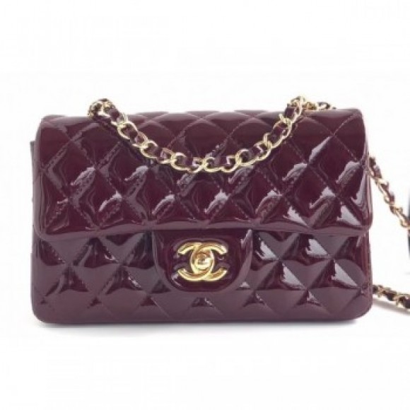 Chanel Patent Leather Small Classic Flap Bag A1116 Burgundy/Gold AQ02954 Chanel Patent Leather Small Classic Flap Bag A1116 Burgundy/Gold AQ02954