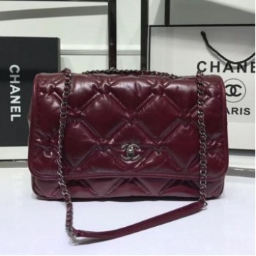 Chanel Quilted Puffer Wax Calfskin Flap Bag Red 2019 Collection AQ02505