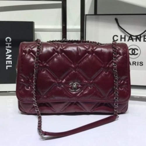 Chanel Quilted Puffer Wax Calfskin Flap Bag Red 2019 Collection AQ02505