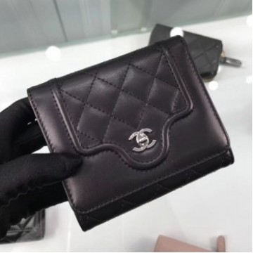 Chanel Quilted Lambskin Small Wallet Black 01 2019 Collection AQ03308 Chanel Quilted Lambskin Small Wallet Black 01 2019 Collection AQ03308