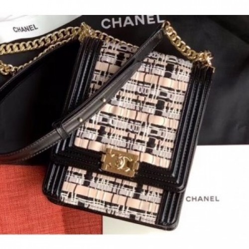 Chanel Woven Tweed Boy North/South Small Flap Bag AS0130 Black 2020 AQ03565 Chanel Woven Tweed Boy North/South Small Flap Bag AS0130 Black 2020 AQ03565