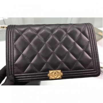 Chanel Lambskin Boy Wallet On Chain WOC Bag A80387 Black/Gold AQ01087 Chanel Lambskin Boy Wallet On Chain WOC Bag A80387 Black/Gold AQ01087