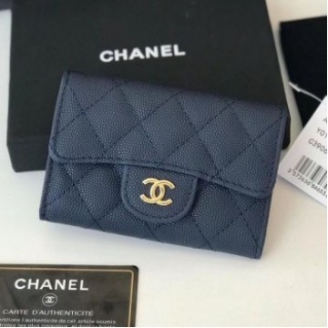 Chanel Grained Leather Classic Card Holder AP0214 Navy Blue 2019 Collection AQ02980 Chanel Grained Leather Classic Card Holder AP0214 Navy Blue 2019 Collection AQ02980