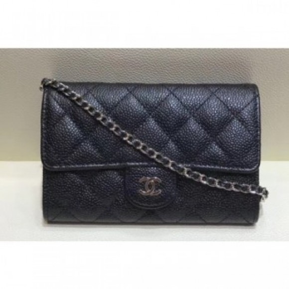 Chanel Classic Clutch with Chain WOC Bag A84512 Grained Calfskin Black/Silver 2018 AQ04357 Chanel Classic Clutch with Chain WOC Bag A84512 Grained Calfskin Black/Silver 2018 AQ04357