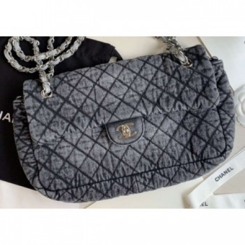 Chanel Denim Large Classic Flap Bag Gray 2020 AQ03314 Chanel Denim Large Classic Flap Bag Gray 2020 AQ03314