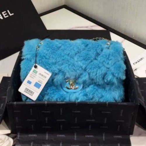Chanel Shearling Lambskin Medium Flap Bag AS1063 Blue 03 2019 Collection AQ01448 Chanel Shearling Lambskin Medium Flap Bag AS1063 Blue 03 2019 Collection AQ01448