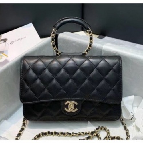 Chanel Lambskin Wallet on Chain With Round Handle AP1177 Black 2020 Collection AQ01913 Chanel Lambskin Wallet on Chain With Round Handle AP1177 Black 2020 Collection AQ01913