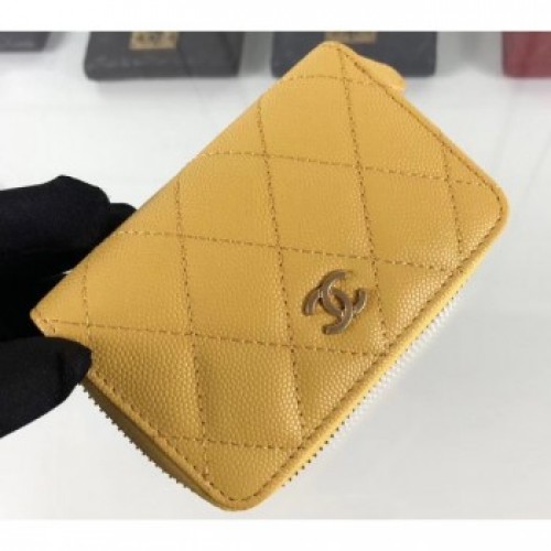 Chanel Caviar Leather Classic Zipped Card Holder A69271 Yellow AQ03383 Chanel Caviar Leather Classic Zipped Card Holder A69271 Yellow AQ03383