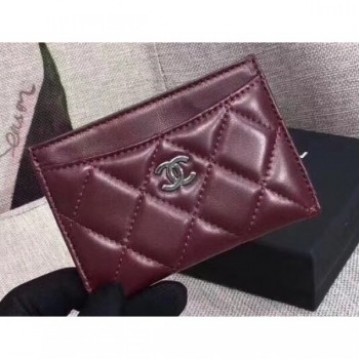 Chanel Lambskin Classic Card Holder A31510 Burgundy AQ02620