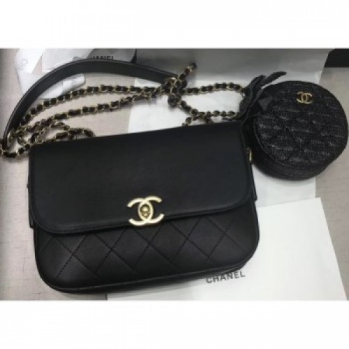 Chanel Flap Bag and Coin Purse AS1094 Black 2019 AQ01555 Chanel Flap Bag and Coin Purse AS1094 Black 2019 AQ01555