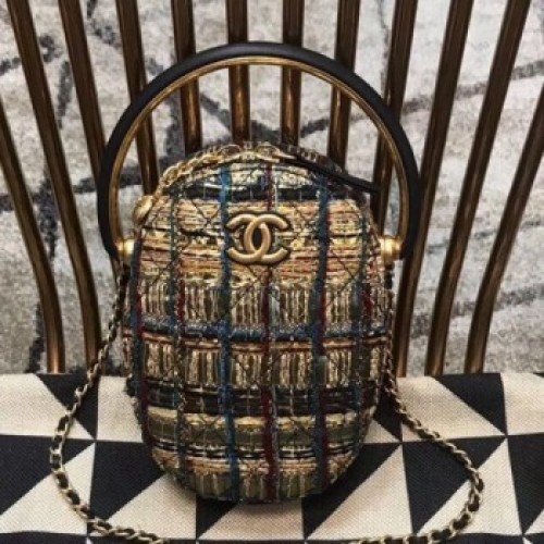Chanel Tweed Camera Case AS0765 Gold/Black/Blue/Green 2019 Collection AQ04365