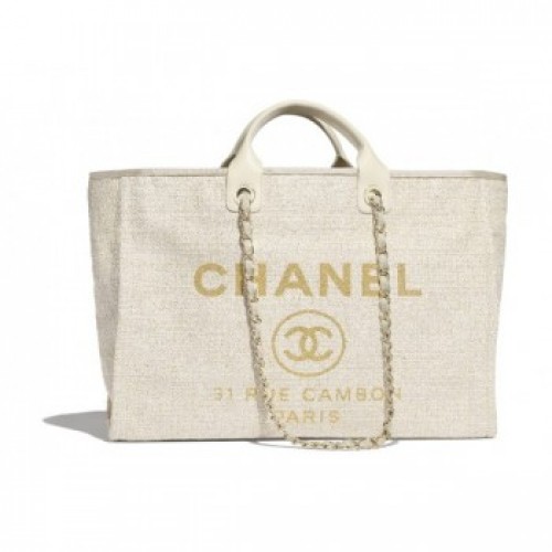 Chanel Toile Large Deauville Canvas Shopping Bag Ivory 2019 Collection AQ03920 Chanel Toile Large Deauville Canvas Shopping Bag Ivory 2019 Collection AQ03920