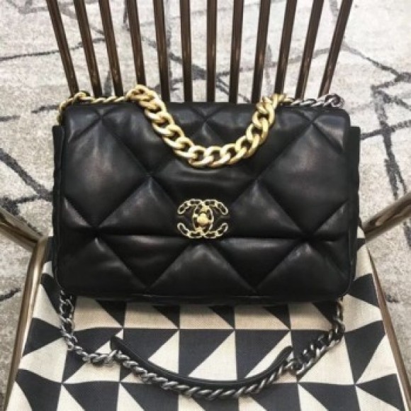 Chanel Quilted Goatskin 19 Large Flap Bag AS1161 Black 2019 Collection AQ01945 Chanel Quilted Goatskin 19 Large Flap Bag AS1161 Black 2019 Collection AQ01945