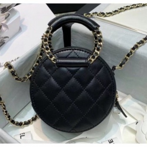 Chanel Lambskin Clutch With Chain &amp; Round Handles AP1176 Black 2020 Collection AQ00963