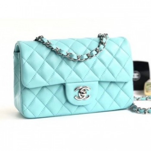 Chanel Lambskin Classic Flap Bag A01116 Light Blue With Silver Hardware AQ03428 Chanel Lambskin Classic Flap Bag A01116 Light Blue With Silver Hardware AQ03428