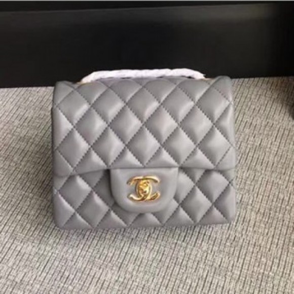 Chanel Classic Flap Mini Bag A1115 in Lambskin Leather Grey with Golden Hardware AQ02340 Chanel Classic Flap Mini Bag A1115 in Lambskin Leather Grey with Golden Hardware AQ02340