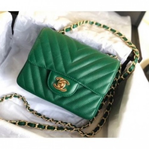 Chanel chevron caviar leather 1115 classic flap bag green with golden hardware AQ02335 Chanel chevron caviar leather 1115 classic flap bag green with golden hardware AQ02335
