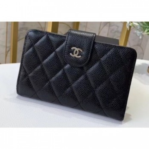 Chanel Small Wallet 48667 Grained Calfskin Black AQ01344 Chanel Small Wallet 48667 Grained Calfskin Black AQ01344