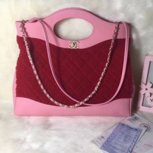 Chanel Shearling Sheepskin 31 Medium Shopping Bag AS1010 Red 2019 Collection AQ03854